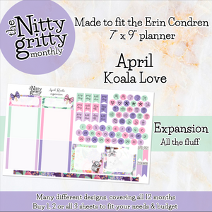 April Koala - The Nitty Gritty Monthly - Erin Condren Vertical Horizontal