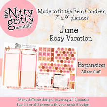 Load image into Gallery viewer, June Rosy Vacation - The Nitty Gritty Monthly - Erin Condren Vertical Horizontal
