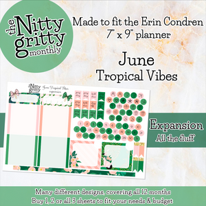 June Tropical Vibes - The Nitty Gritty Monthly - Erin Condren Vertical Horizontal