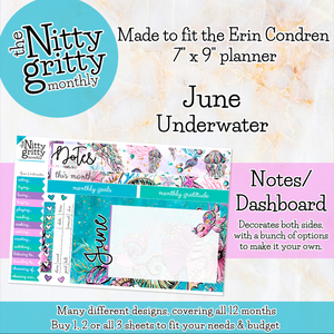 June Underwater - The Nitty Gritty Monthly - Erin Condren Vertical Horizontal
