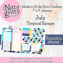 Load image into Gallery viewer, July Tropical Escape - The Nitty Gritty Monthly - Erin Condren Vertical Horizontal
