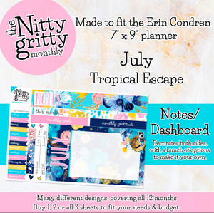 July Tropical Escape - The Nitty Gritty Monthly - Erin Condren Vertical Horizontal