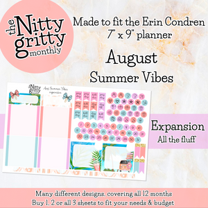 August Summer Vibes - The Nitty Gritty Monthly - Erin Condren Vertical Horizontal