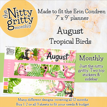 Load image into Gallery viewer, August Tropical Birds - The Nitty Gritty Monthly - Erin Condren Vertical Horizontal