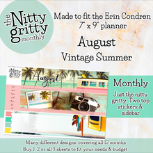 Load image into Gallery viewer, August Vintage Summer - The Nitty Gritty Monthly - Erin Condren Vertical Horizontal