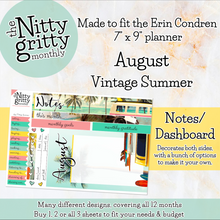 Load image into Gallery viewer, August Vintage Summer - The Nitty Gritty Monthly - Erin Condren Vertical Horizontal