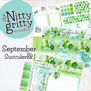 September Succulents - The Nitty Gritty Monthly - Erin Condren Vertical Horizontal