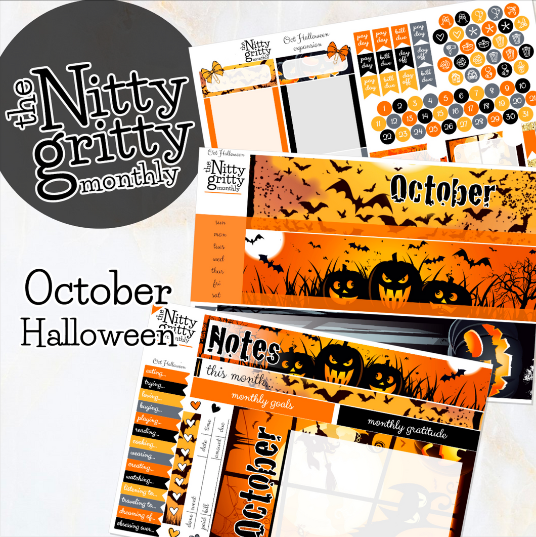 October Halloween - The Nitty Gritty Monthly - Erin Condren Vertical Horizontal