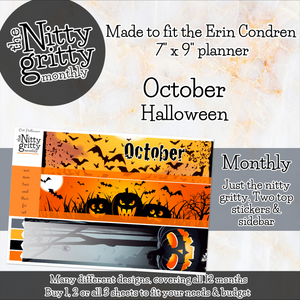 October Halloween - The Nitty Gritty Monthly - Erin Condren Vertical Horizontal