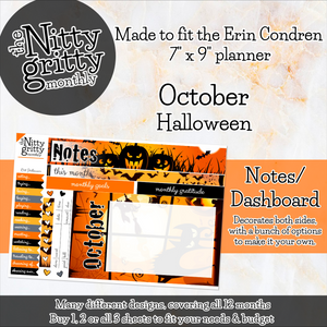 October Halloween - The Nitty Gritty Monthly - Erin Condren Vertical Horizontal