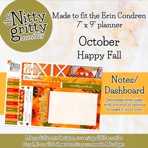 October Happy Fall - The Nitty Gritty Monthly - Erin Condren Vertical Horizontal