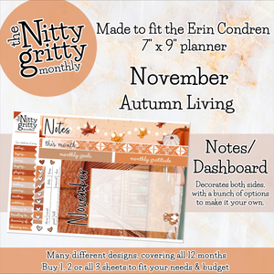 November Autumn Living - The Nitty Gritty Monthly - Erin Condren Vertical Horizontal