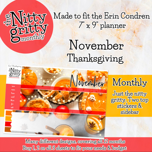November Thanksgiving - The Nitty Gritty Monthly - Erin Condren Vertical Horizontal