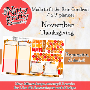 November Thanksgiving - The Nitty Gritty Monthly - Erin Condren Vertical Horizontal