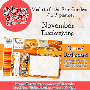 November Thanksgiving - The Nitty Gritty Monthly - Erin Condren Vertical Horizontal