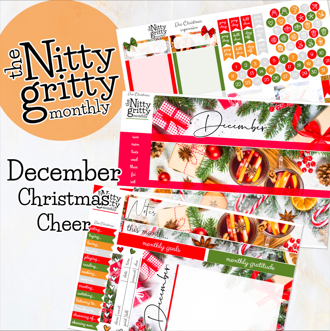 December Christmas Cheer - The Nitty Gritty Monthly - Erin Condren Vertical Horizontal