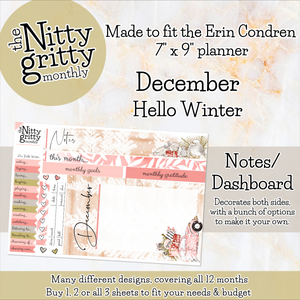 December Hello Winter - The Nitty Gritty Monthly - Erin Condren Vertical Horizontal