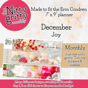 December Joy Christmas - The Nitty Gritty Monthly - Erin Condren Vertical Horizontal