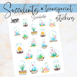 Succulents Transparent stickers       (T107-1)