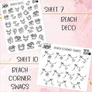 Foil Theme Collection • BEACH • Washi, Swags, Tabs, Deco (F-201)