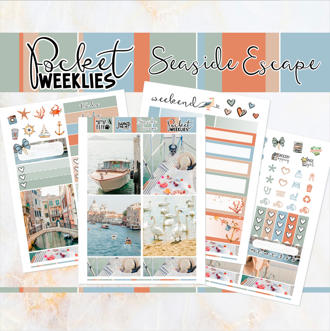 Seaside Escape - POCKET Mini Weekly Kit Planner stickers