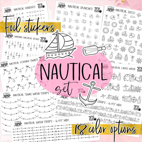 Foil Theme Collection • NAUTICAL • Washi, Swags, Tabs, Deco (F-204)
