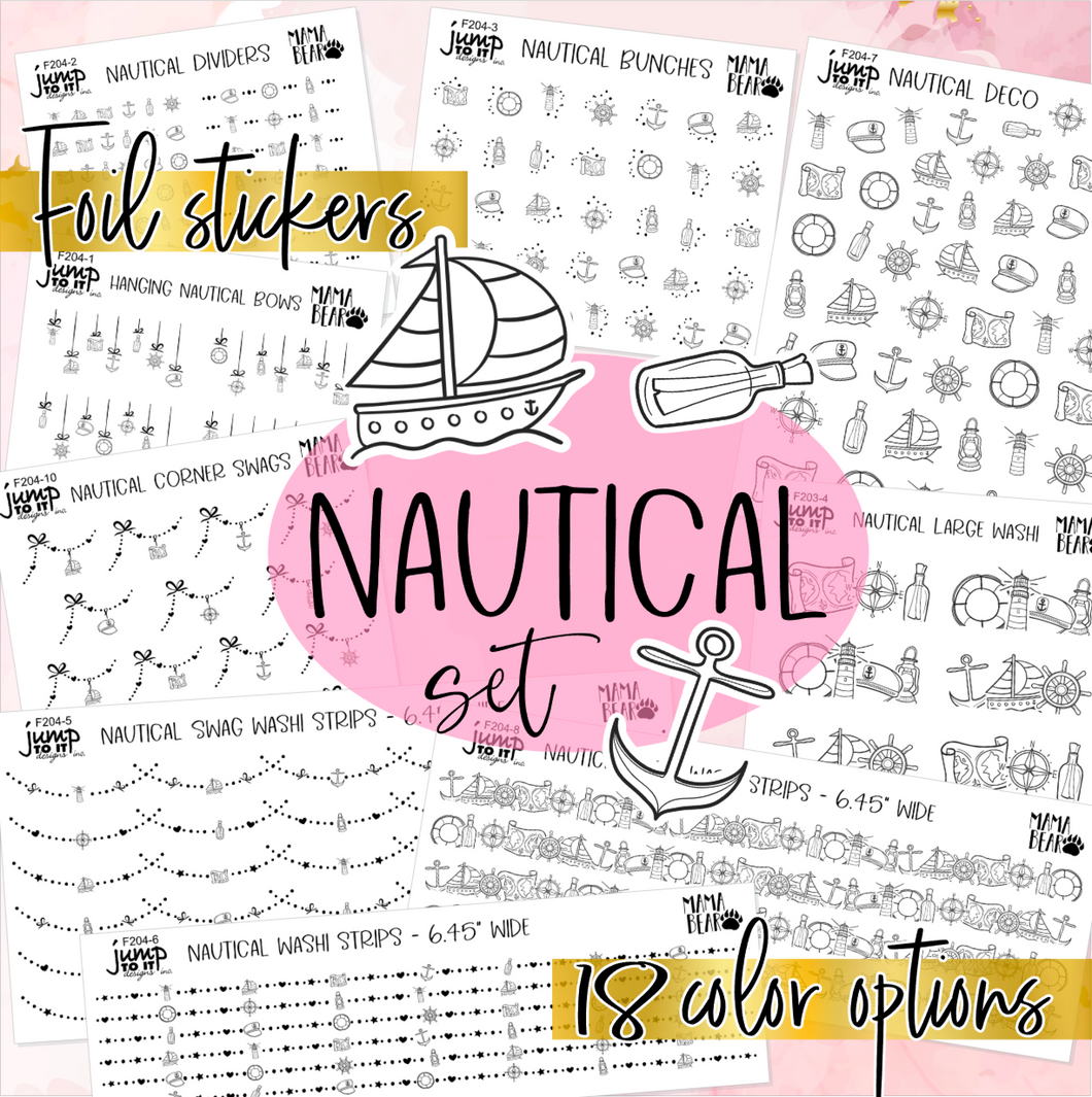 Foil Theme Collection • NAUTICAL • Washi, Swags, Tabs, Deco (F-204)