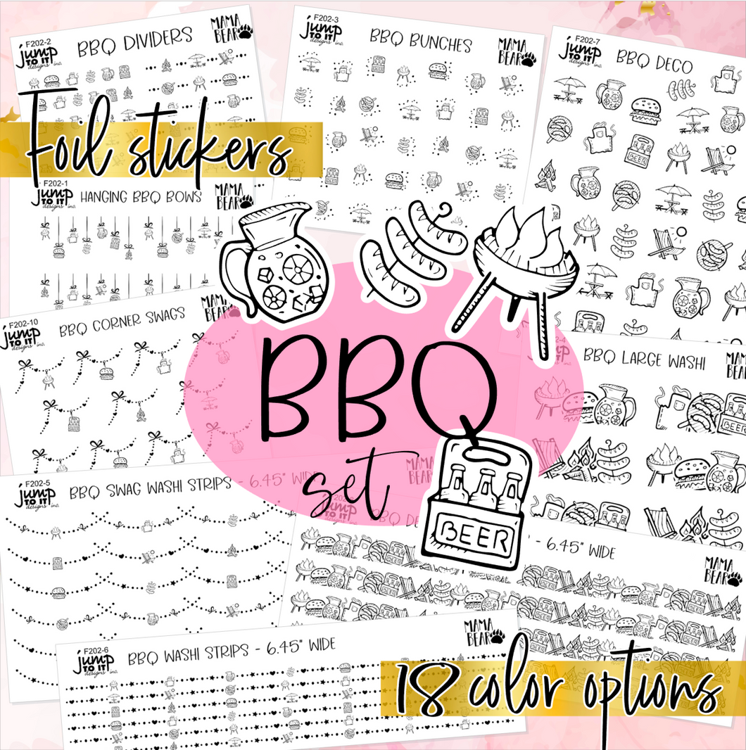 Foil Theme Collection • BBQ • Washi, Swags, Tabs, Deco (F-202)