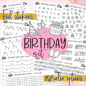 Foil Theme Collection • BIRTHDAY • Washi, Swags, Tabs, Deco (F-205)