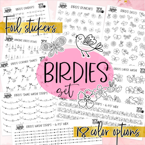 Foil Theme Collection • BIRDIES • Washi, Swags, Tabs, Deco (F-207)