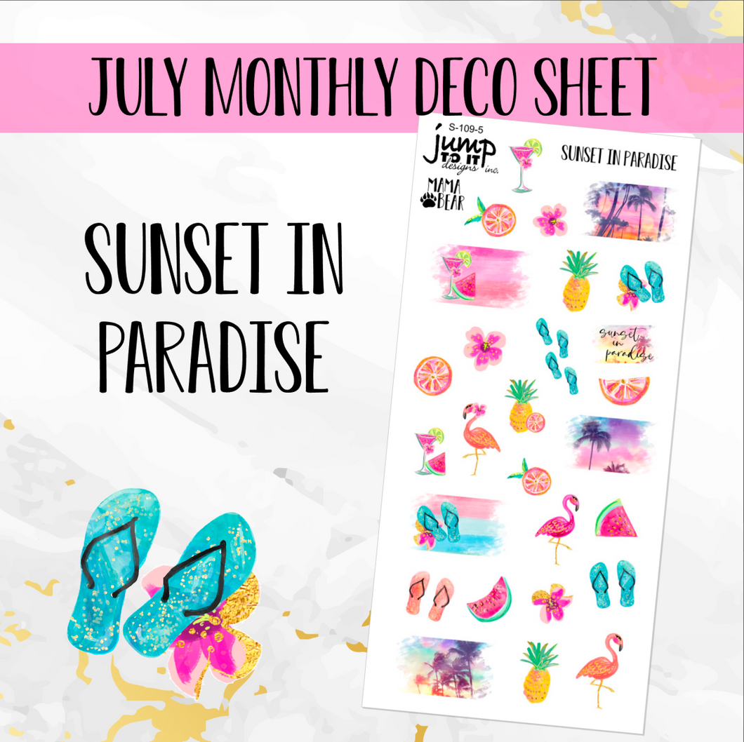July Sunset in Paradise Deco sheet - planner stickers          (S-109-5)