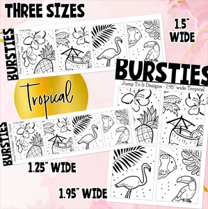 Foil - BURSTIES - Summer- Fireworks, Seashells, Tropical & Beach Fun stickers (F-116+)