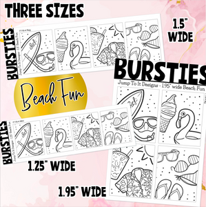 Foil - BURSTIES - Summer- Fireworks, Seashells, Tropical & Beach Fun stickers (F-116+)