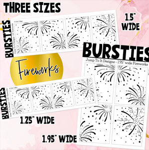 Foil - BURSTIES - Summer- Fireworks, Seashells, Tropical & Beach Fun stickers (F-116+)