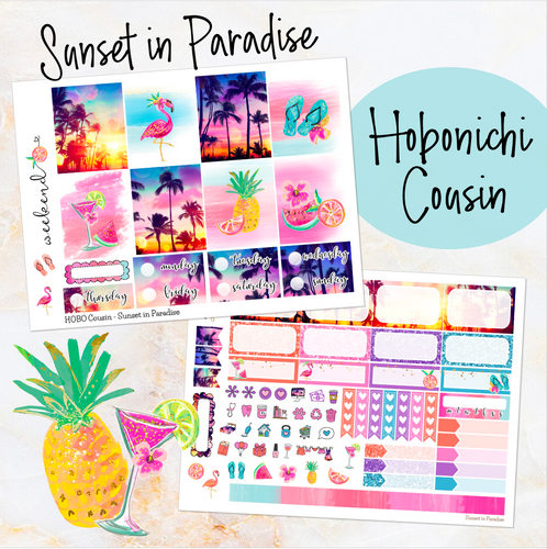 Sunset in Paradise - weekly kit Hobonichi Cousin A5 personal planner