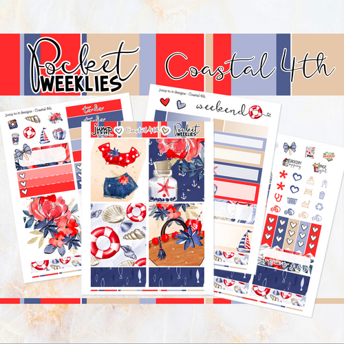 Coastal 4th - POCKET Mini Weekly Kit Planner stickers