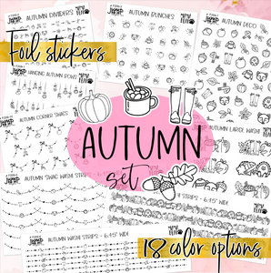 Foil Theme Collection • AUTUMN • Washi, Swags, Tabs, Deco (F-209)