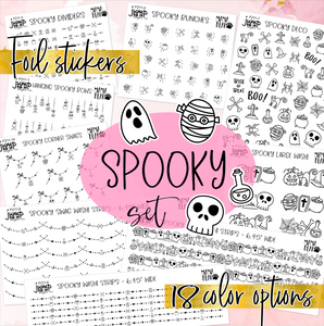 Foil Theme Collection • SPOOKY Halloween • Washi, Swags, Tabs, Deco (F-211)