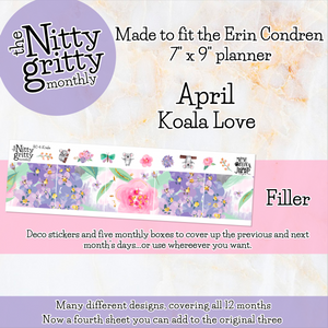 April Koala - The Nitty Gritty Monthly - Erin Condren Vertical Horizontal