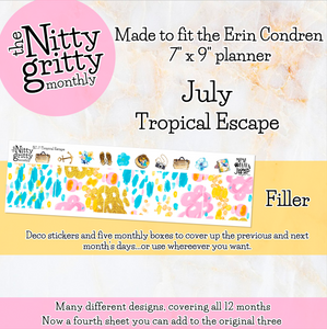 July Tropical Escape - The Nitty Gritty Monthly - Erin Condren Vertical Horizontal
