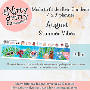 August Summer Vibes - The Nitty Gritty Monthly - Erin Condren Vertical Horizontal