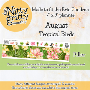 August Tropical Birds - The Nitty Gritty Monthly - Erin Condren Vertical Horizontal