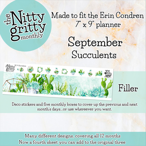 September Succulents - The Nitty Gritty Monthly - Erin Condren Vertical Horizontal