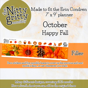 October Happy Fall - The Nitty Gritty Monthly - Erin Condren Vertical Horizontal