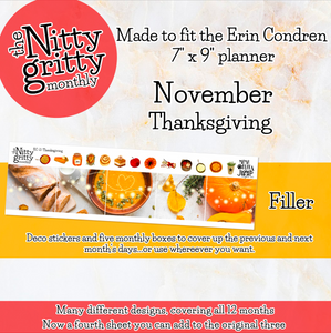 November Thanksgiving - The Nitty Gritty Monthly - Erin Condren Vertical Horizontal