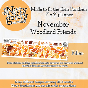 November Woodland Friends - The Nitty Gritty Monthly - Erin Condren Vertical Horizontal