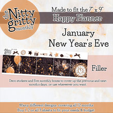 Load image into Gallery viewer, January New Year&#39;s Eve - The Nitty Gritty Monthly - Happy Planner Classic