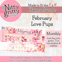 Load image into Gallery viewer, February Love Pups - The Nitty Gritty Monthly - Happy Planner Classic