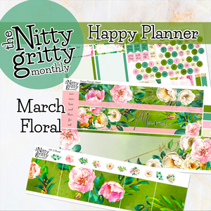 March Floral - The Nitty Gritty Monthly - Happy Planner Classic
