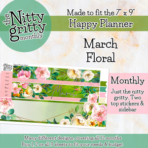 March Floral - The Nitty Gritty Monthly - Happy Planner Classic